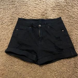 black jean shorts